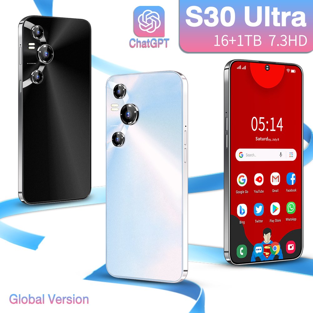New Mainstream Flagship Smartphone S30 ultra HD Screen 16+512 Memory Android Mobile Game Video Phone Low Price